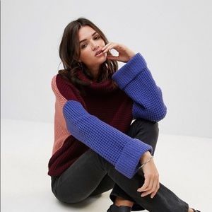 Free People Park City color block sweater